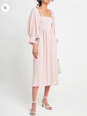 O.P.T. Athena Midi Dress Gingham Cream Pink Mauve